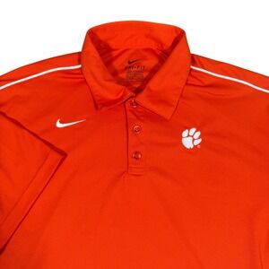 Clemson Tigers Nike Mens XL Dri-FIT Polo Shirt Orange Short Sleeve NCAA Football
